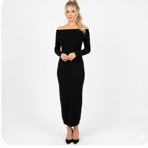 Peruvian Connection Black Delilah Off the Shoulder Black Dress -  Size Small